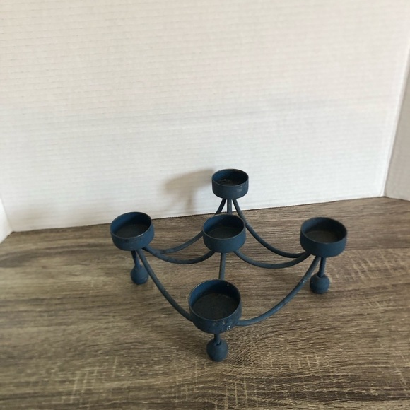 Vtg Blue Metal Tealight Candle Holder - Picture 4 of 13